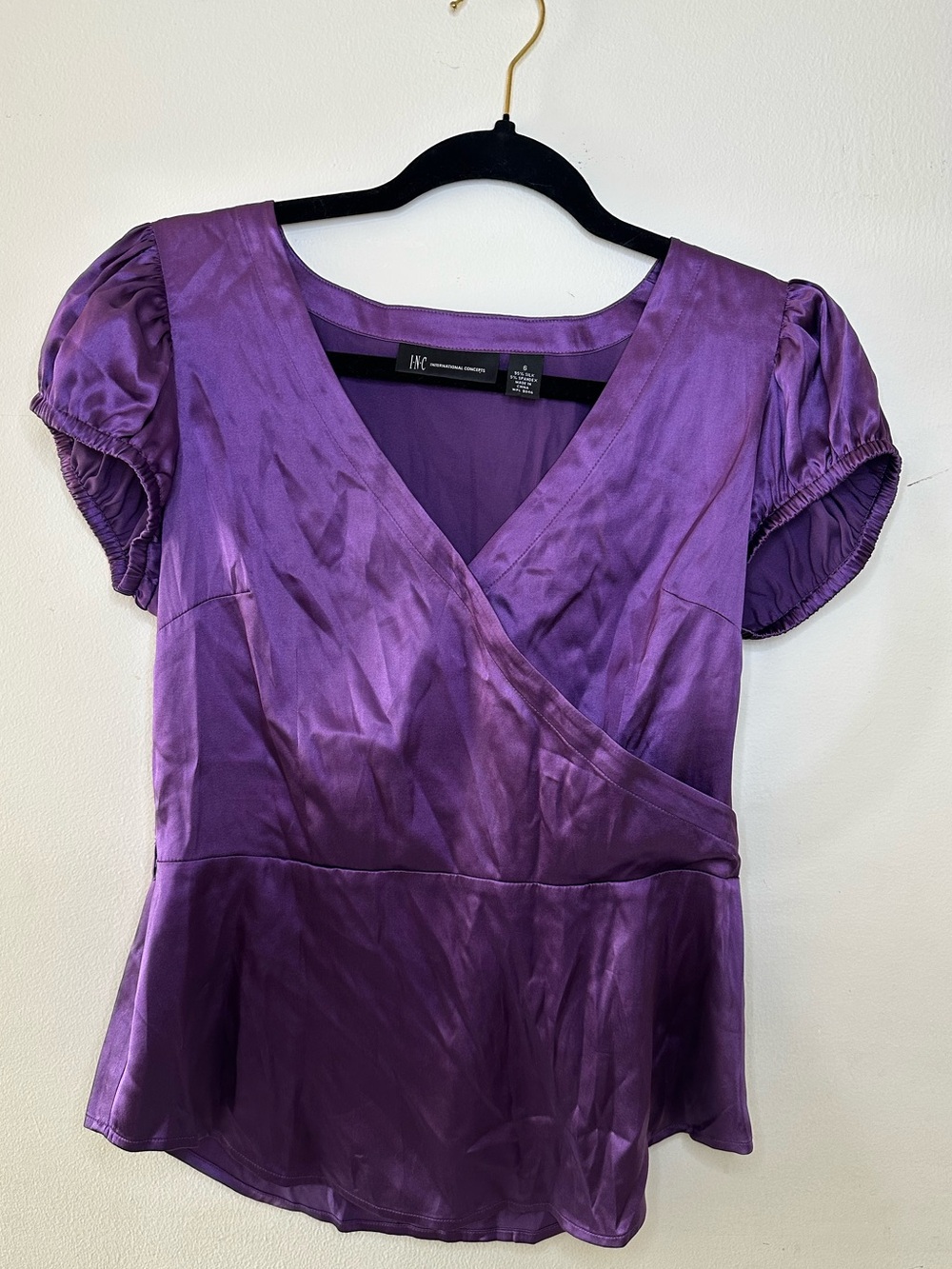 INC International Concepts Violet Satin Blouse